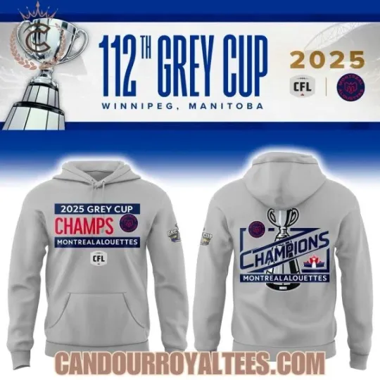 Discover 2025 Grey Cup Champs 1Montreal 1Alouettes 3D Hoodie – Grey