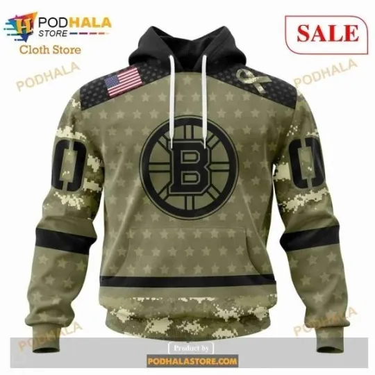 Discover Custom NHL Bost0n Bruins Special Camo Military Appreciation Shirt Hoodie 3D