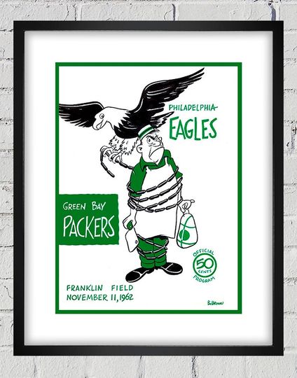 1962 Vintage Green Bay Packers - Philadelphia Eagles Football Program Cover -  Reproduction