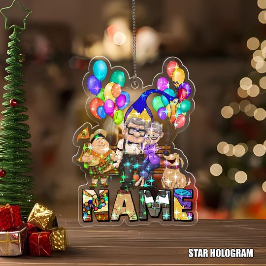 Discover Personalized Up Movie Christmas Ornament/Custom Old Couple Adventure Xmas Decor/Flying Balloon House Keepsake, Husband And Wife Gift OHWY14