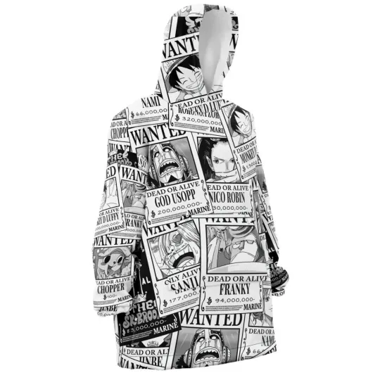 Discover Straw Hat Wanted Pattern On.e Pice Snug Oversized Blanket Hoodie