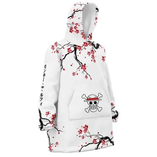 Luffy Gear 5 Cherry Blossom Oversized Blanket Hoodie