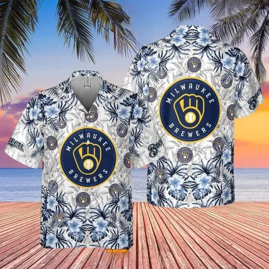 Milwaukee Baseball Team Brewerss Hawaiian Button Down Shirt