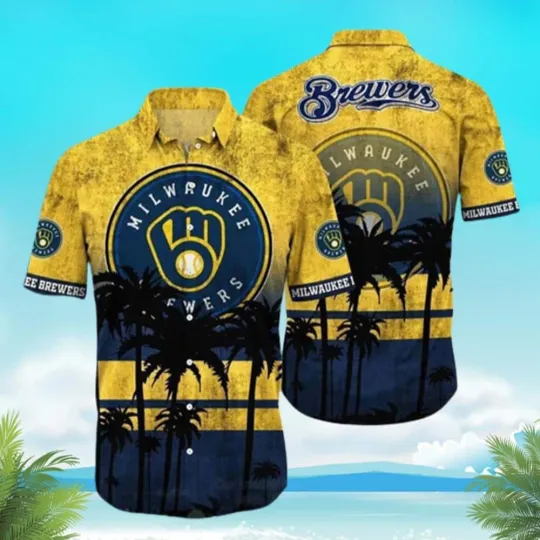 Milwaukee Baseball Team Brewerss Hawaiian Button Down Shirt