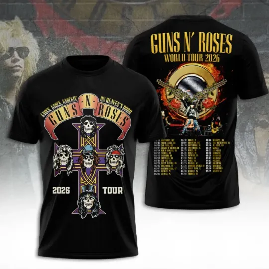 Guns And Roses World Tour 2026 3D T-Shirt Unisex All Size