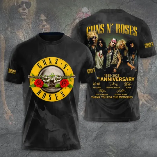 Guns And Roses 40Th Anniversary Thank You 3D T-Shirt
