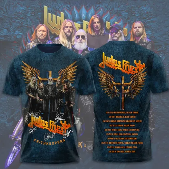 Discover Judas *Priest 2026 Tour Faithkeepers Signatures 3D T-Shirt