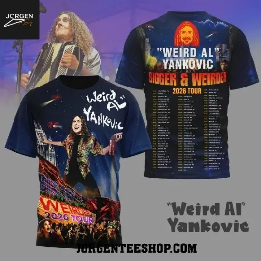 Discover Weird Al Yankovic Bigger And Weirder 2026 Tour T-Shirt 3D Concert Tee