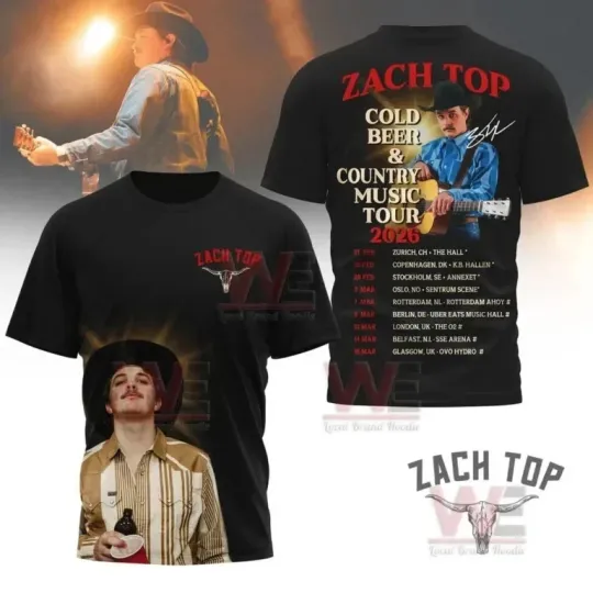Discover Zach Top Cold Beer and Country Music Tour 2026 3D Shirt