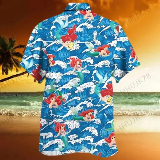 Discover Disney Hawaiian Shirt Summer Beach Little Mermaid Disney Aloha Button Up Shirt