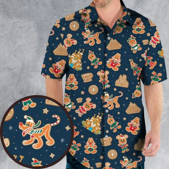 Discover Gingerbread Disneyland Hawaiian Shirt, button down unisex adults S-5XL