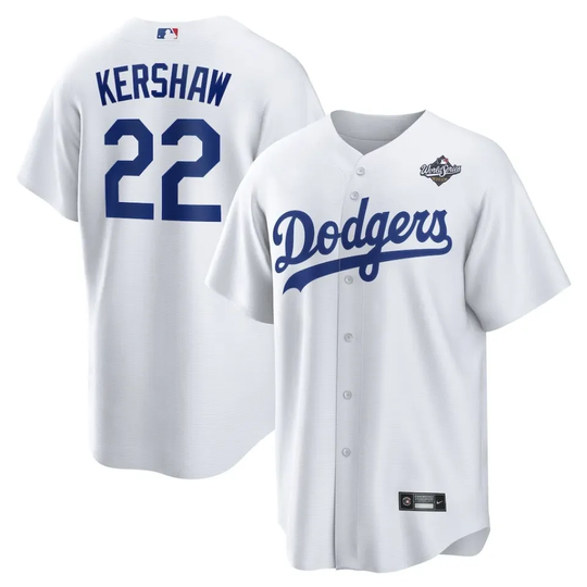 Discover D@dger Kershaw White 2025 World Series Home Player Baseball Jersey