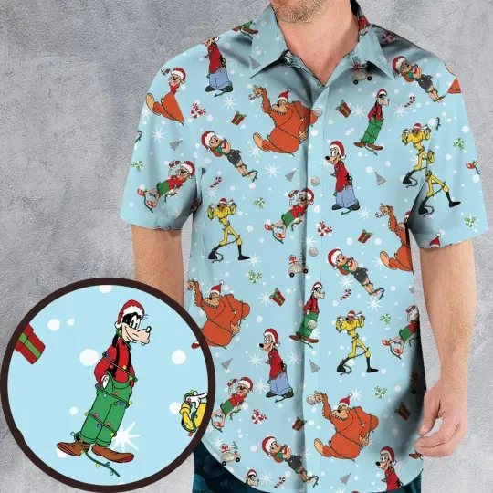 Discover Verry Merry Christmas Goofy Hawaiian Button Down Shirt