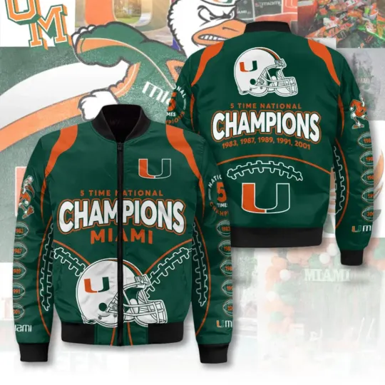 Discover Miami  Football 3D Bomber Jacket
