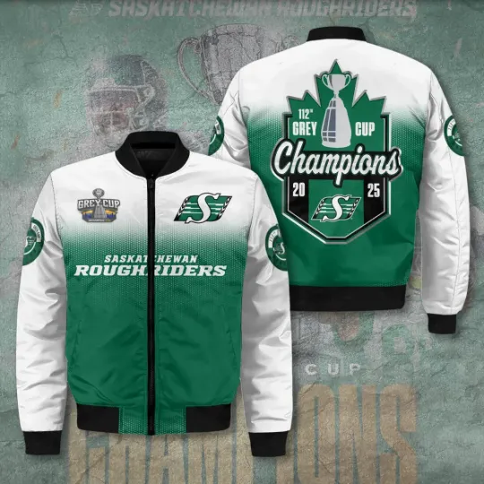 Discover Roughriders 2025 Grey Cup Champions 3D Bomber Jacket