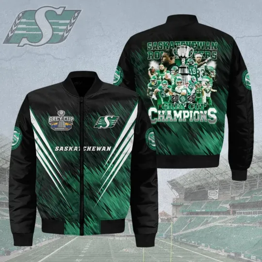 Discover Saskatchewan Roughriders 2025 Grey Cup Champions  Bomber Jacket