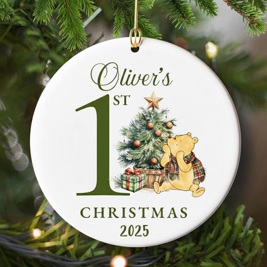 Discover Personalized Baby's First Christmas Ornament, Winnie The Pooh Ceramic Keepsake
