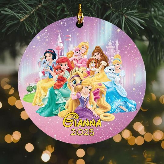 Personalized Ornament Group Of The Princesses, Customized 2025 Christmas Tree Decor Gift For Kid