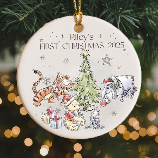 Discover Personalized Winnie the Pooh First Christmas Ornament, Baby Shower Gift