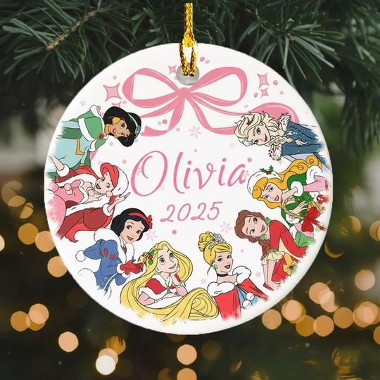 Discover Personalized Ornament Group Of The Princesses, Customized 2025 Christmas Tree Decor Gift For Kid