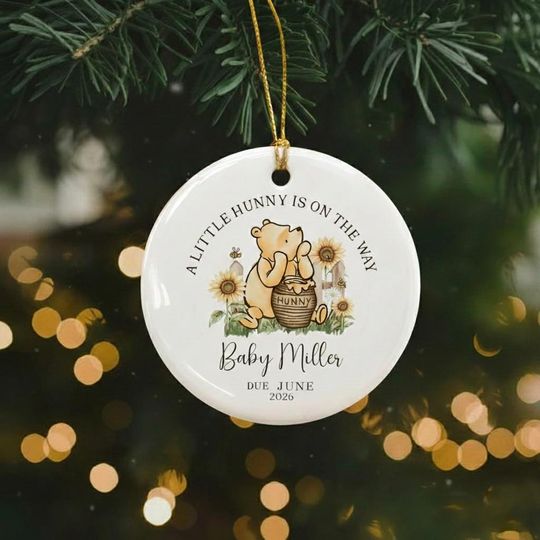 Discover Winnie the Pooh Pregnancy Announcement Ornament, Little Hunny Baby Reveal