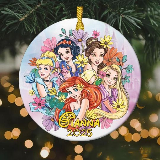 Discover Personalized Ornament Group Of The Princesses, Customized 2025 Christmas Tree Decor Gift For Kid