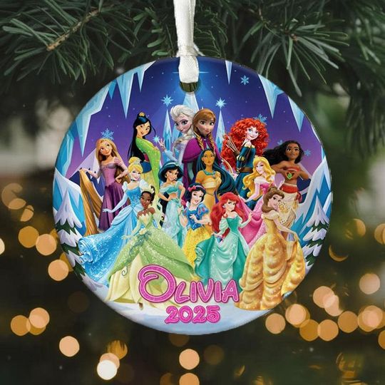 Discover Personalized Ornament Group Of The Princesses, Customized 2025 Christmas Tree Decor Gift For Kid