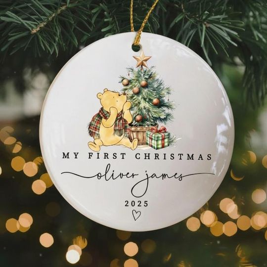 Discover Personalized Winnie the Pooh First Christmas Ornament, Baby Shower Gift