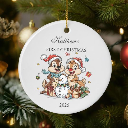 Personalized Chip and Dale Ornaments, Disneyland Trip Ornament, Baby Ornament