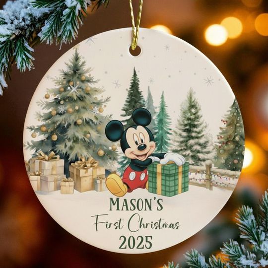 Discover Personalized Mickey First Christmas Ornament, Baby's 1st Xmas