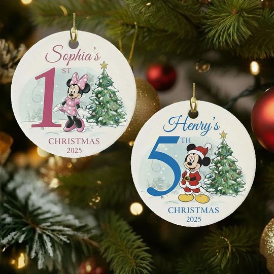 Discover Personalized Mickey Minnie Christmas Ornament, Baby First Christmas Gift