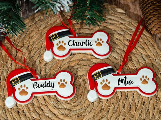 Discover Personalized Dog Paw Ornament, Pet Bone Christmas Decoration, New Puppy Gift, Resin Tree Keepsake