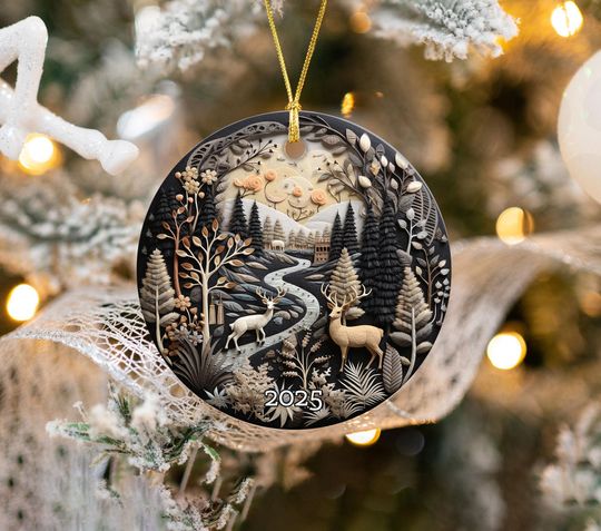 Discover Christmas Ornament 2025, Holiday Ceramic Decoration, Heirloom Keepsake, Gift for Her, Xmas Tree Decoration