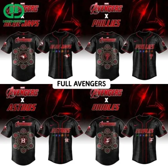 Discover NEW MLB Marvel Avengers x MLB All Team Baseball Jersey Size XS-5XL