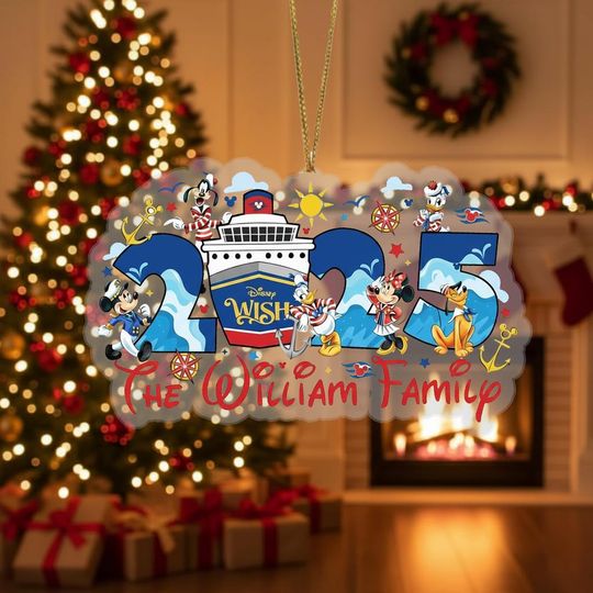 Discover Custom Family & Cruise Ship Name Disney Cruise Line Ornament, Mickey and Friends Disney Ornament