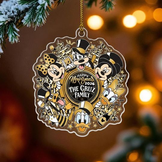 Discover Personalized Mickey and Friends New Year 2026 Ornament