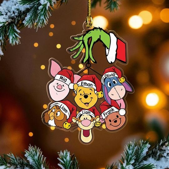 Discover Personalized Disney Family Christmas Ornament, Custom Pooh & Friends with Disney Characters