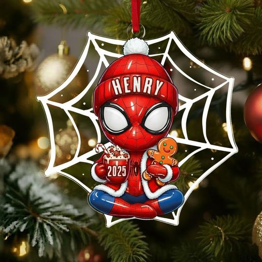 Discover Personalized Spiderman Ornament, Custom Disney Spider Christmas Gift, Spidey Boy Ornament