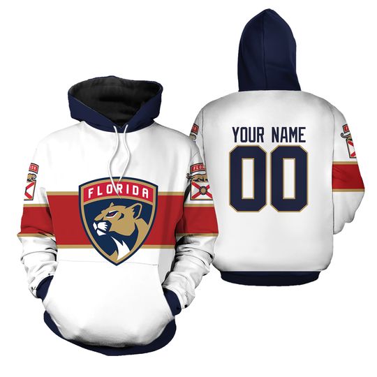 Personalized Florida Panthers White Away Kits Hoodie Hockey Sports Pullover Gift