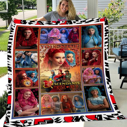 Personalized Descendants The Rise Of Red Blanket, Custom Name Descendants Fleece Blanket