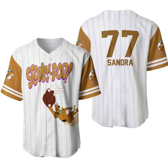 Personalized Scooby-Doo Baseball Jersey Button Down Shirt Adult