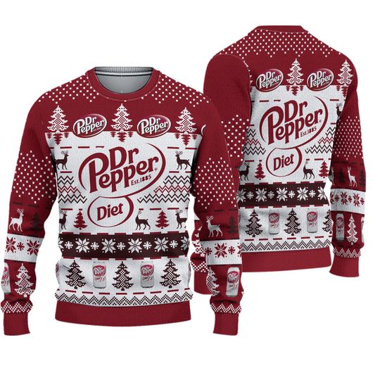 Dr Pepper Diet Ugly Christmas Sweater, Dr Pepper Christmas Sweater, Drinking Sweater For Women Men Kid, Xmas Party Gift, Sweater Family