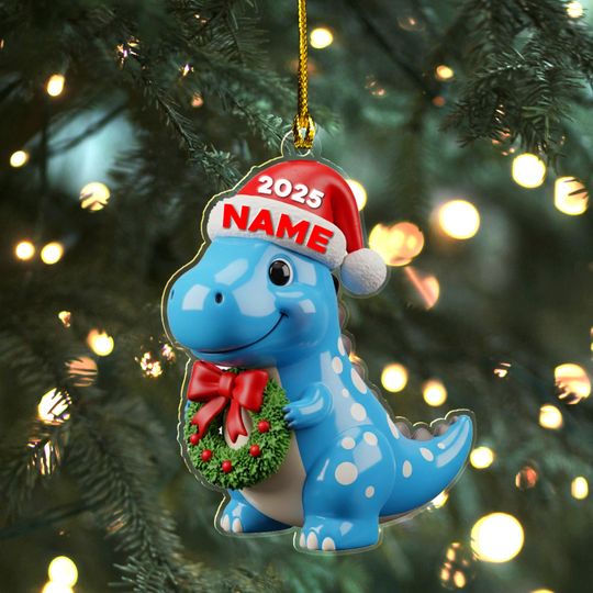 Discover Personalized Dinosaur Christmas Ornament, Baby's First Christmas Gift KDUU15
