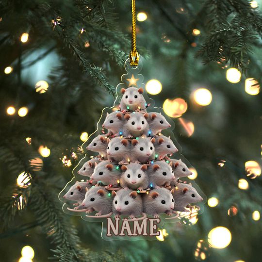 Discover Custom Opossum Christmas Ornament, Personalized Name Opossum Xmas Tree Hanging Decor, Funny Woodland Wildlife Xmas Decor AXKN30