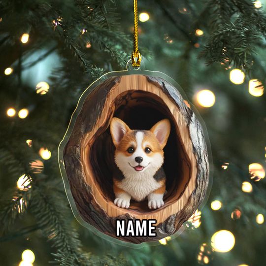 Discover Animal 2D Flat Ornament, Rabbit Sleeping, Dog Ornament, Baby Animal Christmas Ornament, Xmas Gift for Animal Lover, Christmas Gift AXKN31