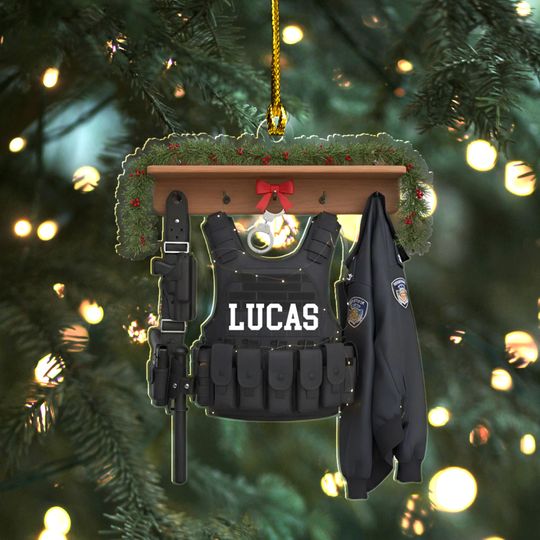 Discover Custom Police Christmas Ornament, Personalized Bulletproof Police Vest Ornament Office Decor,Police Outfit Ornament Christmas Gifts KDUU25