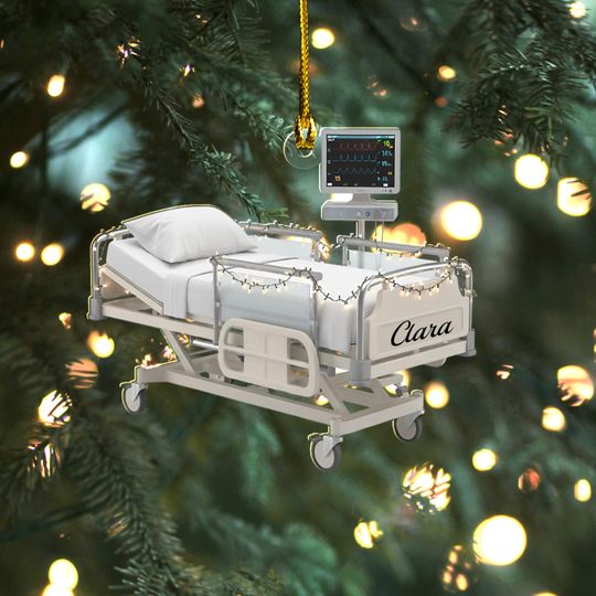 Discover Personalized Corporation Stretcher Patient Ornament, Surgery Medicine Hospital Bed Intensive Care Unit Xmas Ornament, Hospital Bed KDUU23