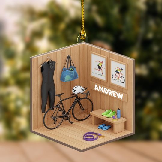 Discover Personalized Triathlon Ornament, Race Day Decor, Christmas Keepsake, Cycling Swimming Running Xmas, Custom Name Triathlete Gift KDUU22