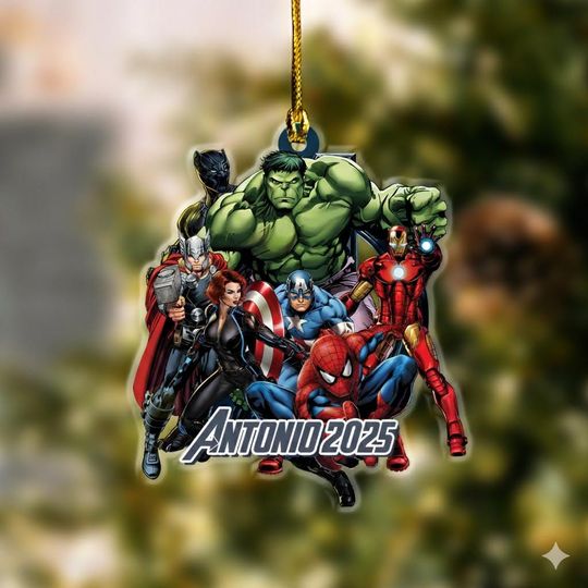 Discover Personalized Marvel Avengers 2025 Cutout Ornament, Custom Avengers Christmas Ornament