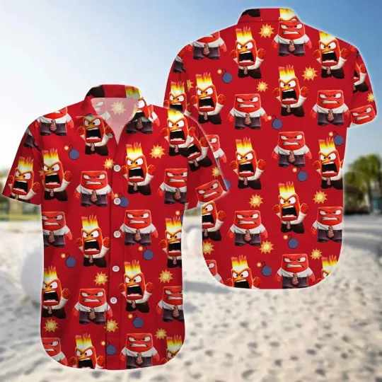 Inside Out Anger Hawaiian Button Down Shirt